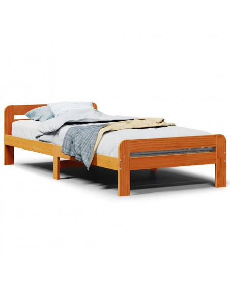 Letto senza Materasso Marrone Cera 90x200 cm Legno di Pino