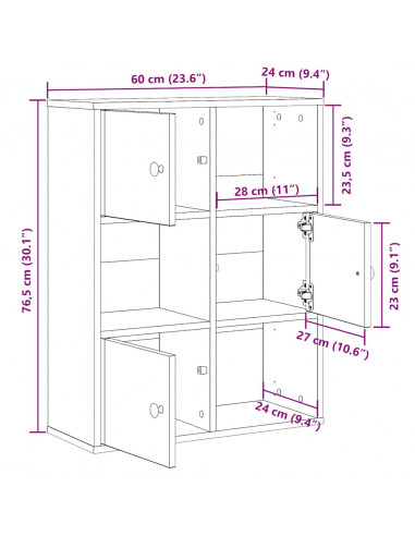 Libreria Rovere Sonoma 60x24x76,5 cm in Legno Multistrato