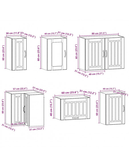 Set Mobili da Cucina 11 pz Lucca Rovere Sonoma in Truciolato