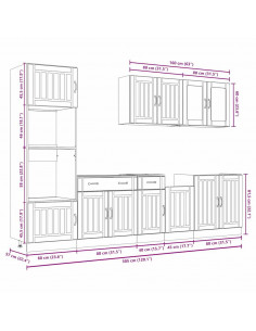 Set Mobili da Cucina 7 pz Kalmar Neri Legno Multistrato