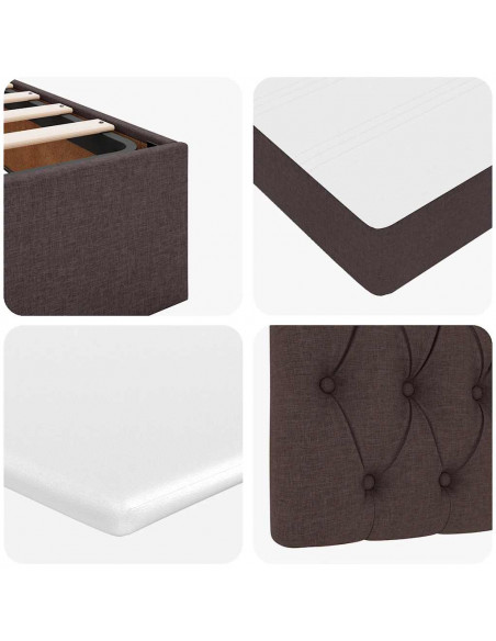Struttura Letto Pouf con Materasso 140x200 cm in Tessuto