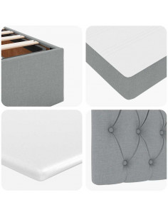 Struttura Letto Pouf con Materasso 140x200 cm in Tessuto