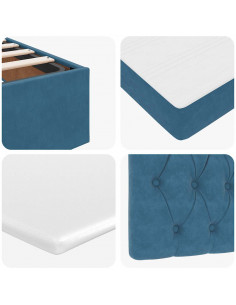 Struttura Letto Pouf con Materasso 160x200 cm in Velluto