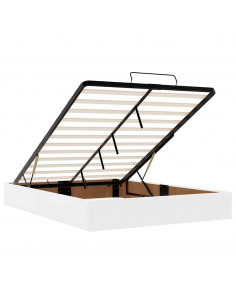 Struttura Letto Pouf con Materasso Bianco 140x200 cm Similpelle