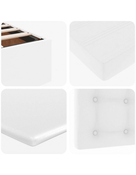 Struttura Letto Pouf con Materasso Bianco 140x200 cm Similpelle
