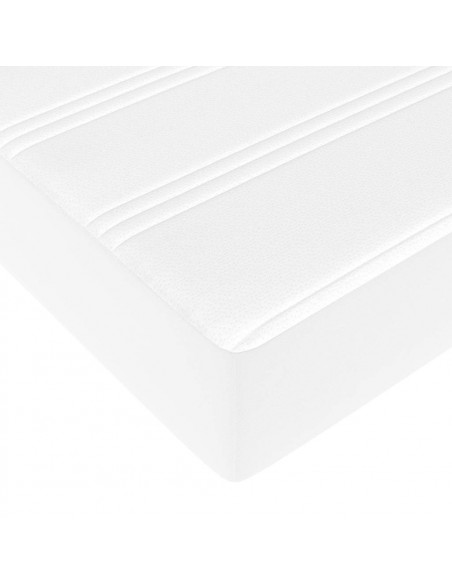 Struttura Letto Pouf con Materasso Bianco 140x200 cm Similpelle