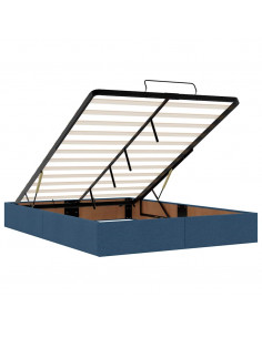 Struttura Letto Pouf con Materasso Blu 140x200cm in Tessuto