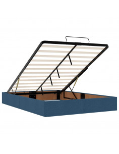 Struttura Letto Pouf con Materasso Blu 140x200cm in Tessuto