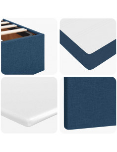 Struttura Letto Pouf con Materasso Blu 140x200cm in Tessuto