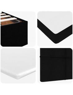 Struttura Letto Pouf con Materasso Nero 140x200 cm in Tessuto