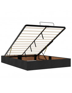 Struttura Letto Pouf con Materasso Nero 140x200 cm in Tessuto