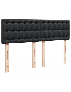 Struttura Letto Pouf con Materasso Nero 140x200 cm Similpelle