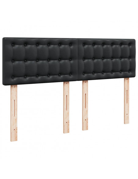 Struttura Letto Pouf con Materasso Nero 140x200 cm Similpelle