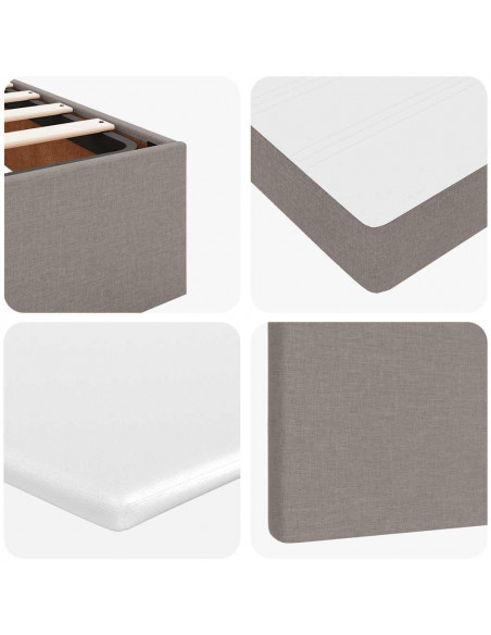 Struttura Letto Pouf con Materasso Tortora 140x200cm in Tessuto
