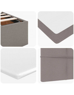 Struttura Letto Pouf con Materasso Tortora 140x200cm in Tessuto