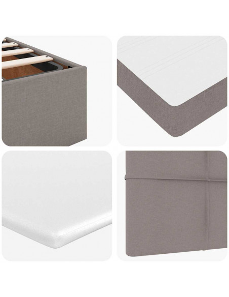 Struttura Letto Pouf con Materasso Tortora 140x200cm in Tessuto