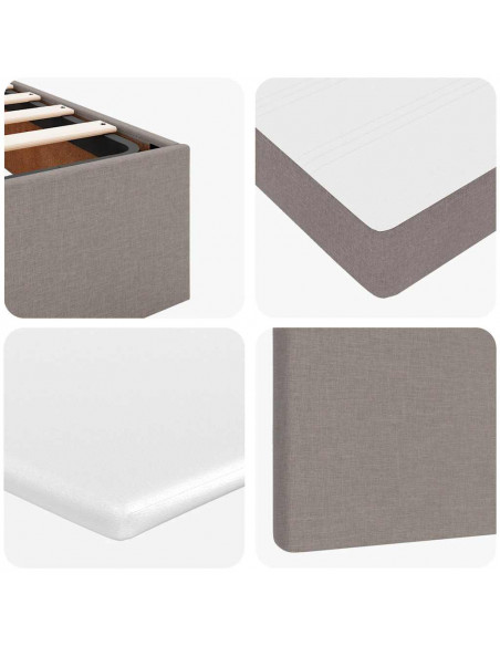 Struttura Letto Pouf con Materasso Tortora 140x200cm in Tessuto