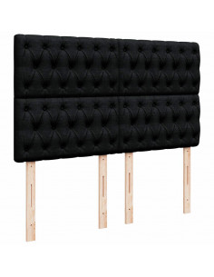 Struttura Letto Pouf con Materasso Nero 140x200 cm in Tessuto 2