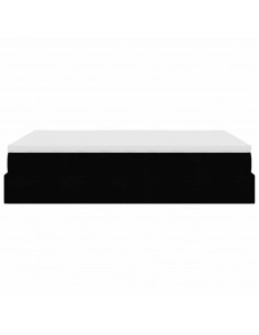 Struttura Letto Pouf con Materasso Nero 140x200 cm Similpelle 2