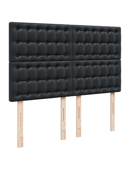 Struttura Letto Pouf con Materasso Nero 140x200 cm Similpelle