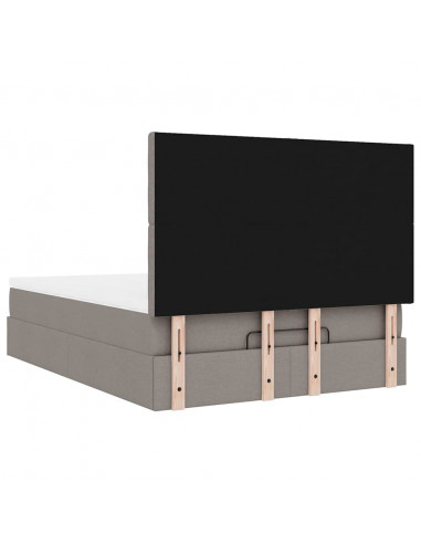 Struttura Letto Pouf con Materasso Tortora 140x200cm in Tessuto