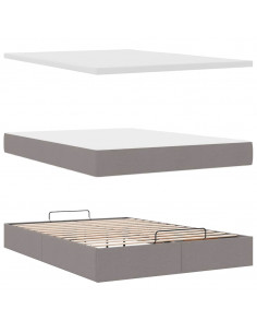 Struttura Letto Pouf con Materasso Tortora 140x200cm in Tessuto 2