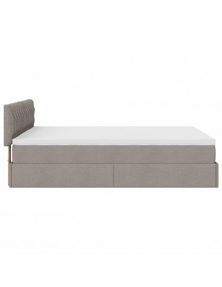 Struttura Letto Pouf con Materasso Tortora 140x200cm in Tessuto