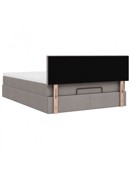 Struttura Letto Pouf con Materasso Tortora 140x200cm in Tessuto