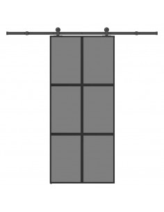 Porta Scorrevole Ferramenta 90x205 cm Vetro Temperato Alluminio 2