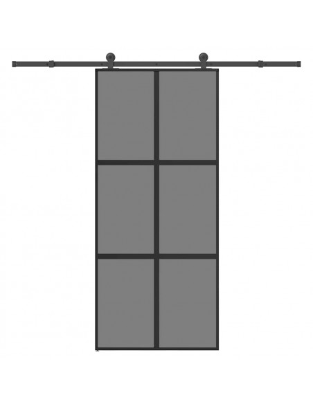 Porta Scorrevole Ferramenta 90x205 cm Vetro Temperato Alluminio