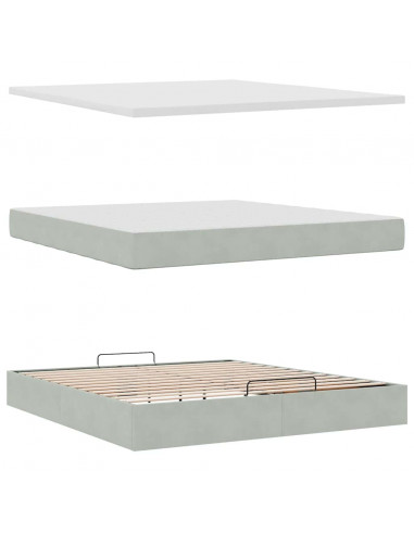 Struttura Letto Pouf con Materasso 180x200 cm in Velluto