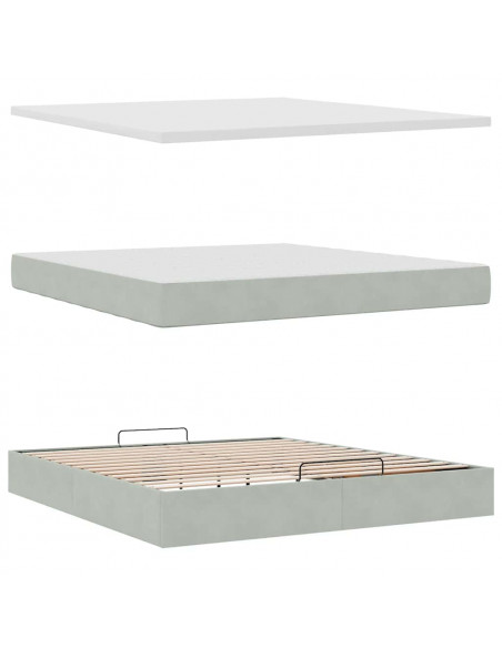 Struttura Letto Pouf con Materasso 180x200 cm in Velluto