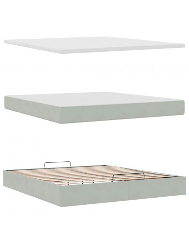 Struttura Letto Pouf con Materasso 180x200 cm in Velluto