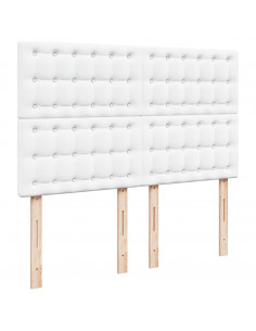 Struttura Letto Pouf con Materasso Bianco 140x200 cm Similpelle 2