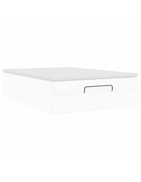 Struttura Letto Pouf con Materasso Bianco 140x200 cm Similpelle