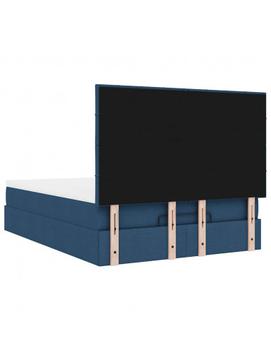 Struttura Letto Pouf con Materasso Blu 140x200cm in Tessuto