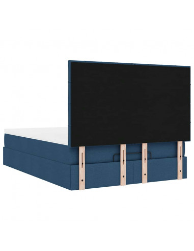 Struttura Letto Pouf con Materasso Blu 140x200cm in Tessuto