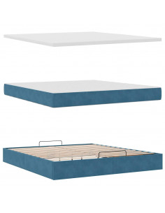 Struttura Letto Pouf con Materasso 160x200 cm in Velluto 2