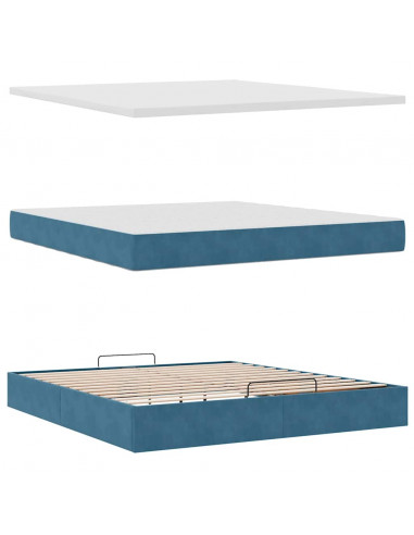 Struttura Letto Pouf con Materasso 160x200 cm in Velluto