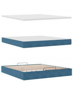 Struttura Letto Pouf con Materasso 160x200 cm in Velluto 2