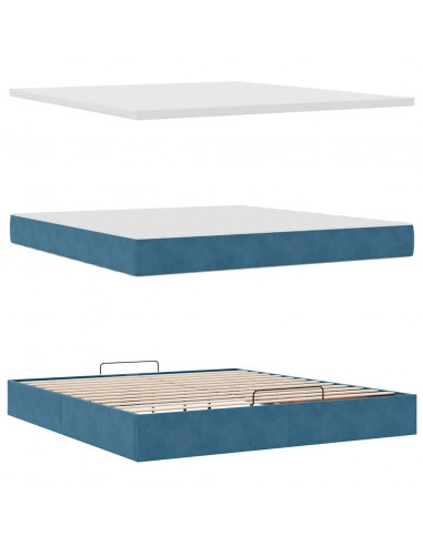 Struttura Letto Pouf con Materasso 160x200 cm in Velluto