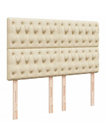 Struttura Letto Pouf con Materasso Crema 140x200 cm in Tessuto