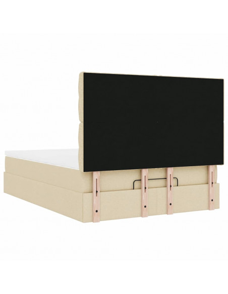 Struttura Letto Pouf con Materasso Crema 140x200 cm in Tessuto
