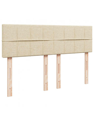 Struttura Letto Pouf con Materasso Crema 140x200 cm in Tessuto