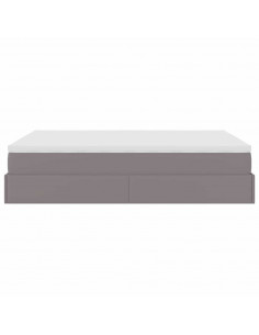 Struttura Letto Pouf con Materasso Grigio 140x200 cm Similpelle 2