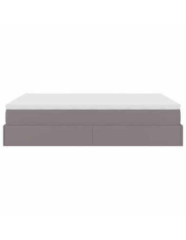 Struttura Letto Pouf con Materasso Grigio 140x200 cm Similpelle