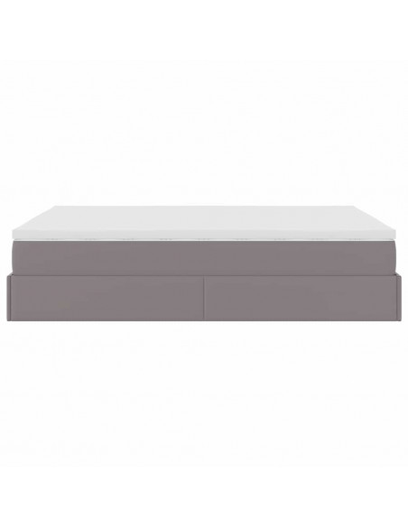 Struttura Letto Pouf con Materasso Grigio 140x200 cm Similpelle