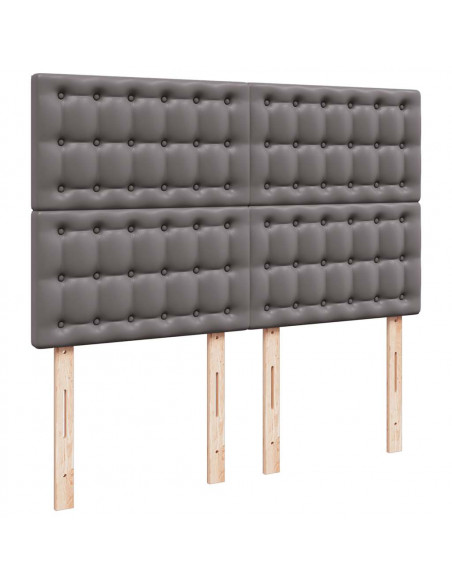 Struttura Letto Pouf con Materasso Grigio 140x200 cm Similpelle