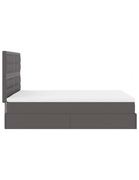 Struttura Letto Pouf con Materasso Grigio 140x200 cm Similpelle
