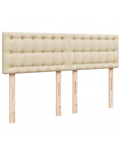 Struttura Letto Pouf con Materasso Crema 140x200 cm in Tessuto 2